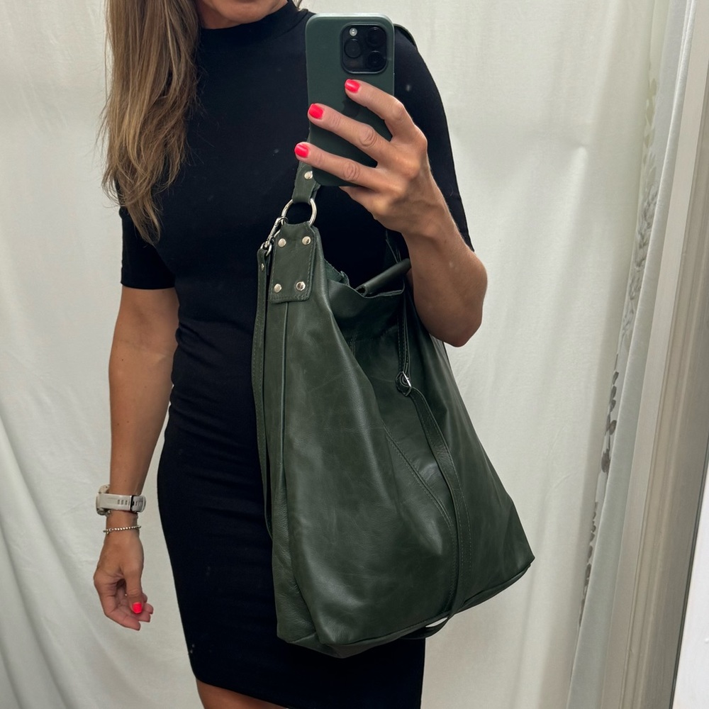 New Hand crafted olive green color leather bag
